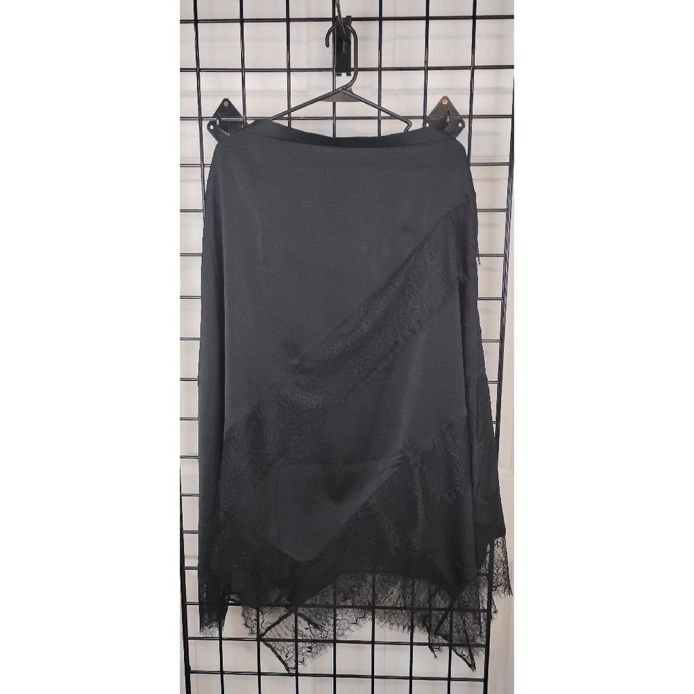 Me by Jennie Garth Black Tiered Lace Gothic Dark Romantic Midi Skirt Petite L